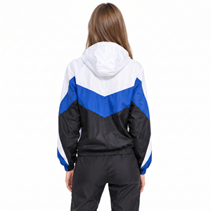 Women Hooded Color Blocked Windbreaker <b>Jacket</b> With Zipper And Pockets Water Resistant Outdoor Wear Zipper Hoodie OEM Custom Logo - Product Image 3