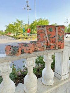 Conjunto de Bolsas de Lona Bohemias con Patrón de Jungla Bordado en Color Naranja para Compras en Todas las Estaciones - Product Image 1