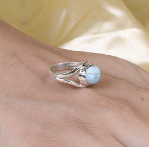 แหวนเงินแท้ 925 ทรงวงรี ประดับพลอยลาร์ิมา แบบคลาสสิก เหมาะสำหรับงานแต่งงาน งานหมั้น งานครบรอบ งานเลี้ยง ใหม่ - Product Image 2