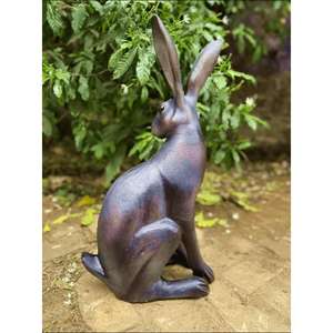 Laying Bronze Rabbit Sculpture <b>Easter</b> Decoration Handmade Antique Large Ear Bunnies Figurine & <b>Ornaments</b> - Product Image 4