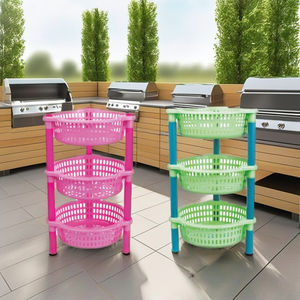 Chariot de rangement multifonctionnel 3-en-1 pliable et réglable en plastique certifié ISO, écologique et durable pour petits espaces - Product Image 3