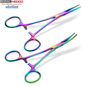 Juego de 2 Pinzas Hemostáticas Manuales Curvas y Rectas de Acero Inoxidable de 7.1 Pulgadas con Bloqueo para Cirugía General - Product Image 1