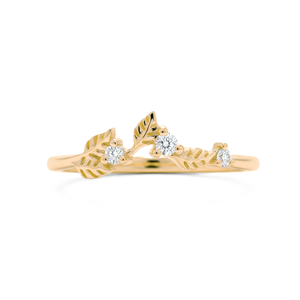 Round Cut Lab Grown Diamond 14K 18K Solid Gold Promise Ring Statement Engagement Jewelry Minimalist Curved Stacking Nesting Band - Product Image 1