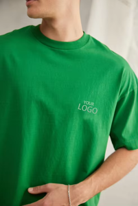 Camiseta de algodón grueso para hombre al por mayor, corte holgado con hombros caídos, manga corta, cuello redondo, estampado personalizado, estilo urbano - Product Image 2