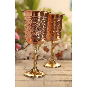 Elegant Brass Vine Pattern Glass Decorative Metal Wine Glass for Kitchen Home Bar Dining <b>Table</b> Luxury Serveware - Product Image 4