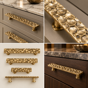 Poignée de meuble texturée dorée martelée, longue poignée de tiroir décorative, quincaillerie de mobilier pour intérieurs de luxe - Product Image 6
