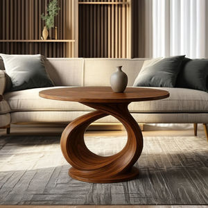 Coffee Table <b>Rustic</b> Round End Table for Living Room Solid Wood Coffee Table Handmade Natural Wood Decor - Product Image 3