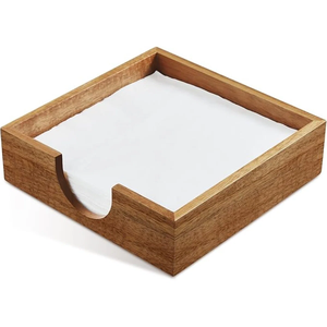 กล่องเก็บผ้าเช็ดปากไม้ธรรมชาติสไตล์เรียบง่ายสำหรับห้องครัว - Product Image 1
