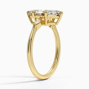 Anillo de Diamante Corte Marquesa, Diamante Cultivado en Laboratorio, Tres Piedras Laterales en Forma de Cometa, Oro 14K/18K, Anillo Petite Cometa - Product Image 3