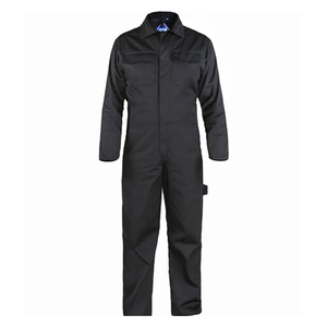 Combinaison de travail industrielle légère et robuste en polycoton à prix abordable, uniforme de travail une pièce multi-poches, combinaison de travail noire pour chaudière - Product Image 1
