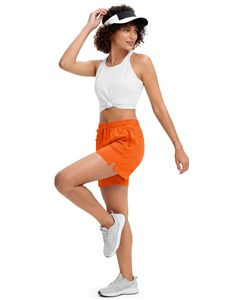 Nouveau design Short pour femme grandes tailles taille haute avec doublure intégrée, idéal pour le sport, la course, le yoga et la gym, avec poche - Product Image 3
