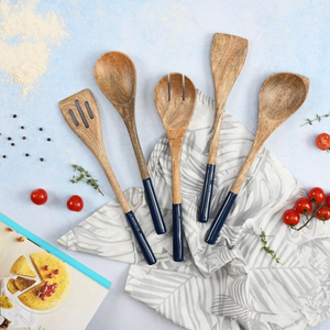 Juego de utensilios para servir ensalada de madera hechos a mano - Product Image 4