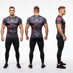 OEM Rashguard à manches courtes pour homme, haut de sport imprimé à compression, haut de fitness ajusté, haut de sport écologique pour la gym - Product Image 5
