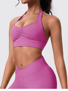 Ensemble de yoga et fitness respirant et sexy pour femme, comprenant un soutien-gorge de sport type corset à dos nu et un legging de sport taille haute de couleur unie - Product Image 5