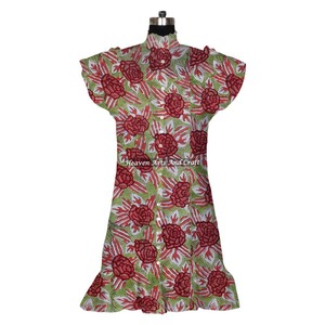Latest Design <b>Summer</b> <b>Dress</b> Women Beach Wear Sexy Short Sleeve Block Print <b>Boho</b> Beach Wear <b>Dress</b> Block Print <b>Boho</b> Cotton <b>Dress</b> - Product Image 4