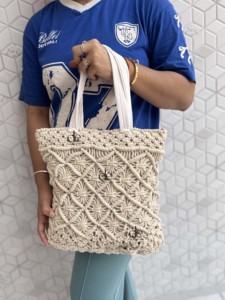 มาใหม่ล่าสุดฤดูร้อนชายหาดฟางกระเป๋าโบฮีเมียนโครเชต์Tote Handmadeผู้หญิงไหล่กระเป๋าหญ้าทะเลกระเป๋าสแควร์ - Product Image 5