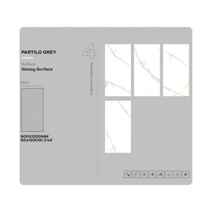 Carrelage intérieur en céramique pleine masse brillant Statuario gris 60x120 pour appartement, carrelage mural et de sol en porcelaine émaillée polie effet marbre - Product Image 5