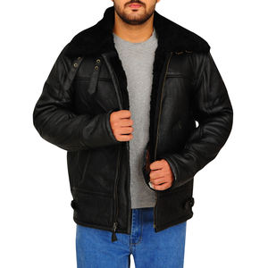 Custom Design Heavy Oversized Stand Collar <b>Waterproof</b> Reversible Winter <b>Warm</b> Leather <b>Jacket</b> with Front Logo for Men - Product Image 1