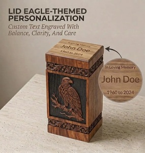 Hand-Carved Wooden Eagle Pet Urn <b>Box</b> <b>Memorial</b> Keepsake for Ashes Eco-Friendly Durable Cremation Urn - Product Image 3