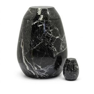 Urna Funeraria Ecológica de Mármol Negro para Cenizas Humanas, Opciones Personalizables, Piedra Pulida, Mini Urna Conmemorativa - Product Image 1