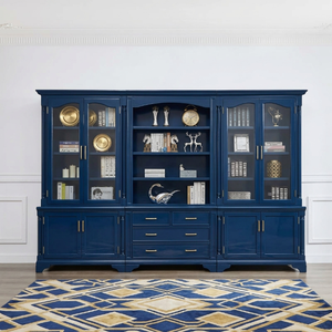 <span class=keywords><strong>Bibliothèque</strong></span> de luxe en bois massif, vitrine sur mesure, unité murale avec porte vitrée, <span class=keywords><strong>meuble</strong></span> de rangement, mobilier sur mesure OEM - Product Image 1