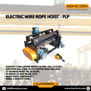 INOVIC CRM 1-2 Ton Flameproof Electric Wire Rope Hoist with Remote Control | Heavy-Duty Industrial Lifting <b>Equipment</b> - Product Image 2