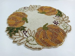 Set de table rond fait main en perles de citrouille - Product Image 2