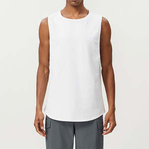 Débardeur de sport classique en coton pour homme, coupe ajustée, longueur mi-cuisse, haut de gamme, pour la gym, le sport, la course et les loisirs - Product Image 2