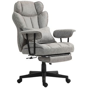 Sedia da Ufficio Ergonomica Reclinabile per Persone Alte e Robuste, Capacità 180 kg, Schienale Alto, Poggiapiedi, Supporto Lombare, Base in Nylon Grigio, Materiale PU - Product Image 1