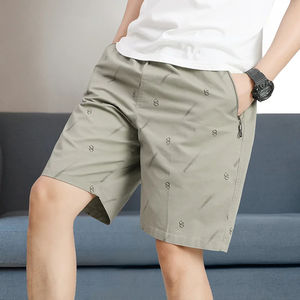 Pantalones Cortos de Playa Casuales de Algodón para Hombre, Pantalones Cortos de Cintura Elástica para el Hogar, Pantalones de Cinco Puntos, Cómodos y Transpirables de Algodón Puro para Verano - Product Image 2