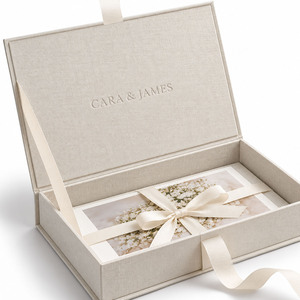 Cajas de Regalo de Lujo Personalizadas con Tapa Abatible, Hechas a Mano, Cubiertas de Tela, Embalaje Rígido para Invitaciones de Boda, Álbumes de Fotos y Joyas - Product Image 3