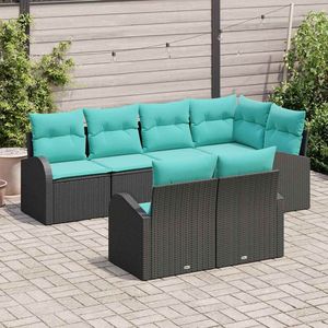 Set Divano da Giardino in Polyrattan Nero con Cuscini in Schiuma ad Alta Densità, Arredamento da Esterno dal Design Contemporaneo, Impermeabile - Product Image 3