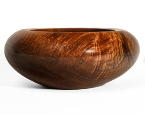 Bol décoratif en bois de qualité supérieure, intérieur noir, grain de noyer lisse, centre de table rond en forme de calebasse, plat d'appoint - Product Image 6