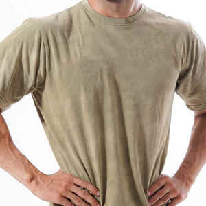 Camisetas de punto lisas para hombre al por mayor, estilo vintage, con lavado ácido, 100% algodón, con logo personalizado, cuello redondo, transpirables y anti-bolitas. - Product Image 4