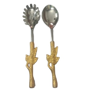 Juego de cucharas de servidor de cubiertos de acero inoxidable al por mayor más vendidos de 2 piezas fabricante indio por calidad artesanías espejo de acero - Product Image 2