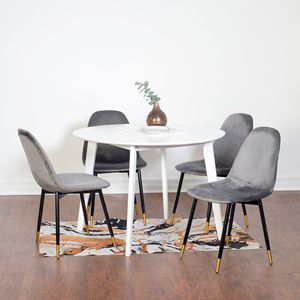 Set da Pranzo Contemporaneo Lassan 5 Pezzi, Tavolo Rotondo Bianco con 4 Sedie per Sala da Pranzo - Product Image 1