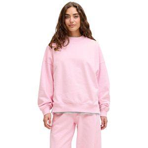 Women's Pink 2pc <b>Tracksuit</b> Set Crew Neck Sweatshirt Joggers Full Sleeve Solid Color Casual Loose Fit 100% Cotton Spring Wear - Product Image 3