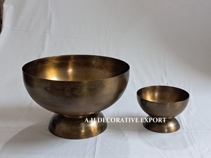 Vintage Floral Urn for Wedding <b>Decor</b> <b>Rustic</b> Gold Centerpiece Bowl Set for Floral Design Antique Brass Finish Metal Pedestal Bowl - Product Image 4
