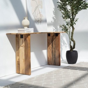 Console Vandana Sierra en bois de mangue avec pieds en bois, design moderne en bois massif - Product Image 6