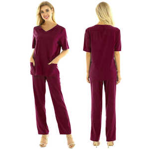 Ensemble de blouses médicales unisexes personnalisées sans manches, sans col, unies, décontractées, pour le personnel hospitalier, 2 pièces, 100% coton - Product Image 4