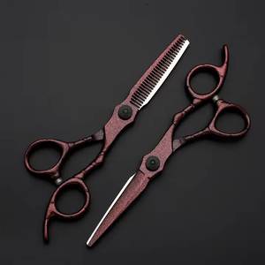 Tijeras Profesionales para Adelgazar el Cabello, de Acero Inoxidable, Punta Redonda, 30 Dientes, para Diestros, Mango Largo, Tijeras de Barbero - Product Image 1