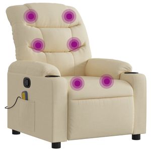 Fauteuil de massage inclinable en tissu crème - Product Image 2