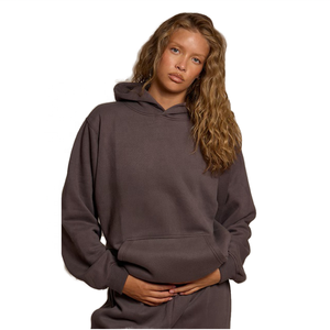 Vente en gros de sweat à capuche en polaire pour femmes pull-over simple surdimensionné pour l'hiver, mode décontractée, logo personnalisé, fournisseur OEM ODM - Product Image 2