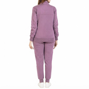 Ensemble de survêtement pour femme, veste zippée violette et pantalon de jogging, vêtements de sport, vente en gros, logo personnalisé, fabricant OEM, en vrac - Product Image 2