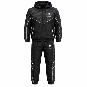 Ensemble de survêtement camouflage pour homme RONAL SPORTS, avec capuche et fermeture éclair intégrale, pantalon de jogging sportif, séchage rapide, polyester, vêtements d'automne - Product Image 1