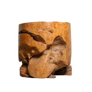 ARTERRA Tabouret cylindrique en racine de teck au design rustique pour appartements de luxe, hôtels et espaces de vie type entrepôt - Product Image 1