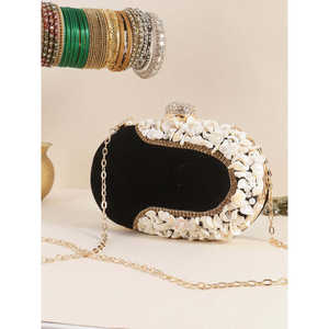 Bordado hecho a mano diseñador embrague con diamantes de imitación - Product Image 1