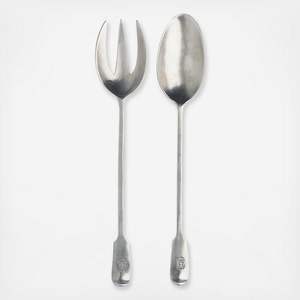 Utensilios clásicos para servir ensaladas en tono plateado, ideales para restaurantes de alta gama y reuniones especiales. - Product Image 1
