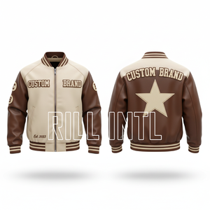 Chaqueta Varsity Morada de PU para Hombre, Marca Personalizada, con Logotipo de Rosa Bordado, Cierre de Cremallera, Estilo Casual para Otoño - Product Image 2