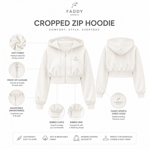 Sweat-shirt court à capuche zippé pour femme, en molleton de coton, manches longues, uni, personnalisable avec logo, pour la gym, le fitness et le streetwear - Product Image 4
